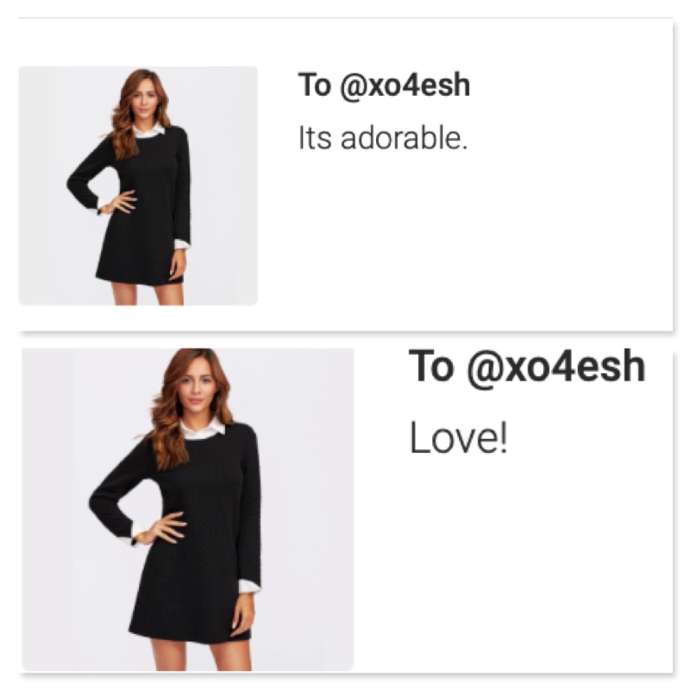 Faux Undershirt Black Textured Mini A-Line Dress - Picture 8 of 8